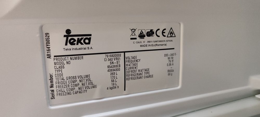 Frigorífico Teka encastre