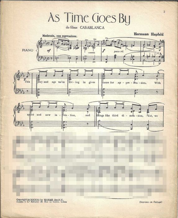 PIANO: As Time Goes By - Partitura Ed. Sassetti