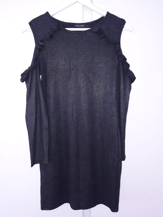 Sukienka welurowa dopasowana L brokat