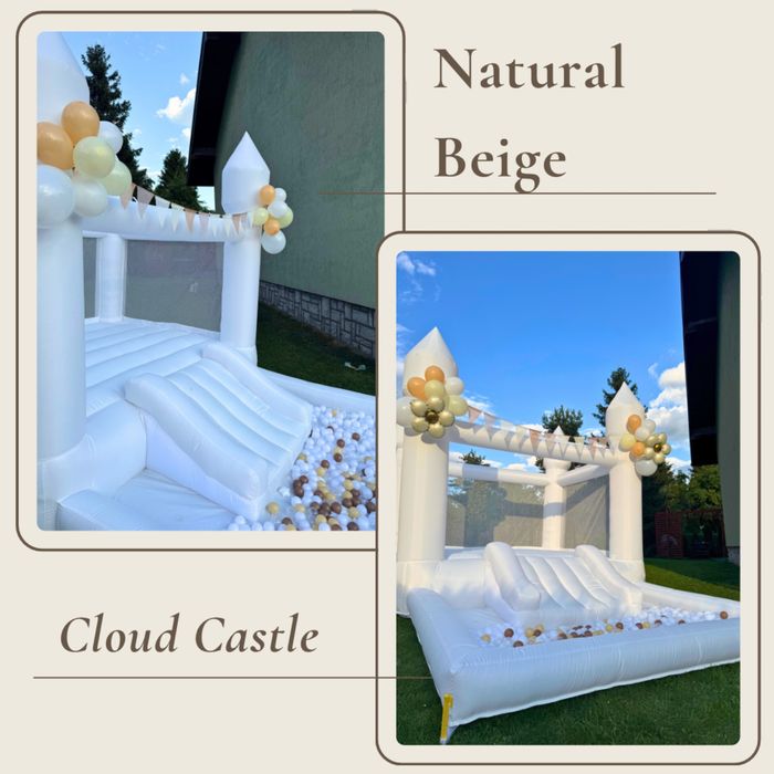 Dmuchaniec, biały zamek dmuchany Cloud Castle