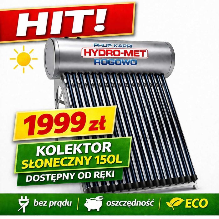 Kolektor słoneczny ciśnieniowy nierdzewny 150l, montaż, solar
