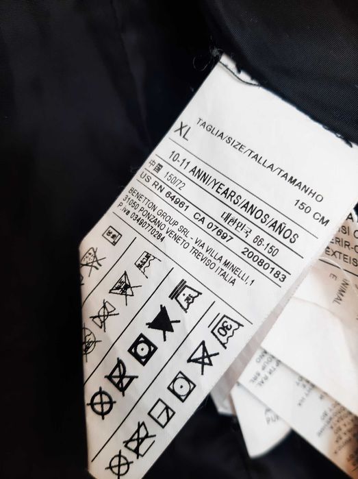 Benetton puchowy płaszcz zimowy pepitka 10-11 lat
