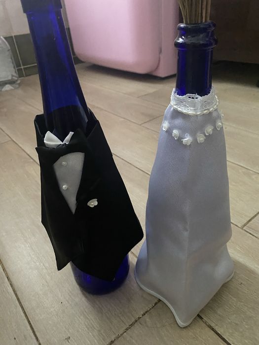 Декор на пляшки шампанського для молодят