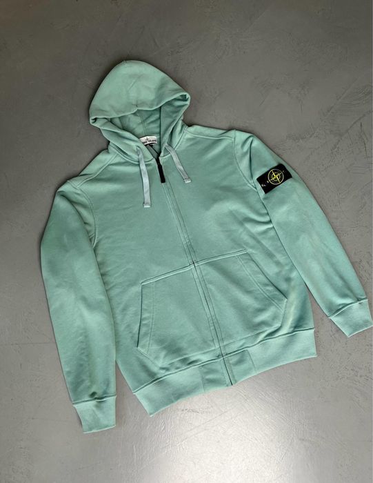 Зелена кофта з капюшоном на замку Stone Island Зіпка Стон Айленд SI