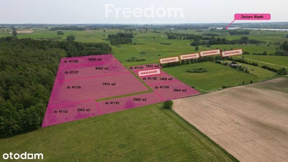 Blanki, działka z udziałem przy jeziorze