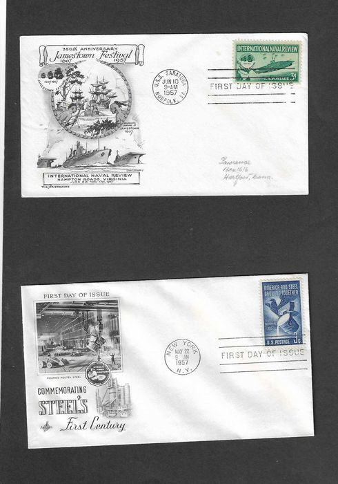 Dois envelopes do 1º Dia. U.S.A. 1957
