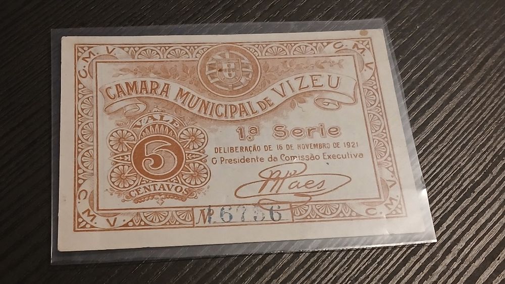 Cédula da Câmara M. Viseu 5 Centavos de 1921