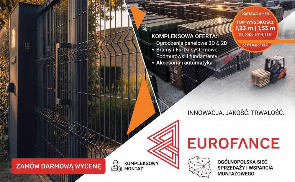 Panele Ogrodzenie panelowe  2D 3D Brama furtka słupki płot podmurówka