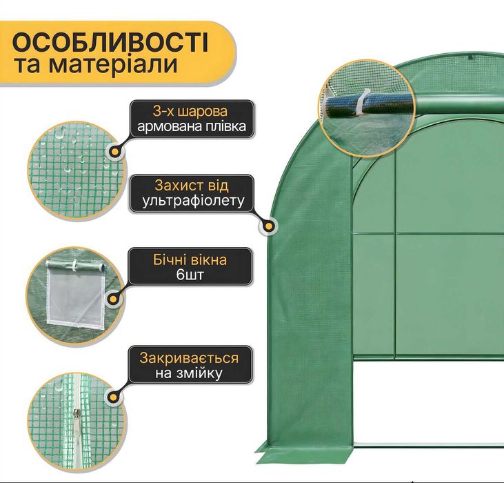 Парник теплиця 6/9/10/12/18/24/30/36 м² . НОВА! РОЗПРОДАЖ!