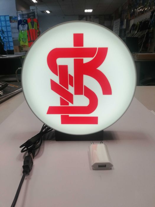Herb klubu Łks Łódź. Lampka led na biurko.
