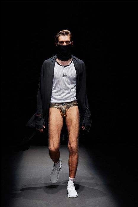 Męskie stringi JOCKMAIL, wzór skóry węża, elastyczne, modelujące - XL