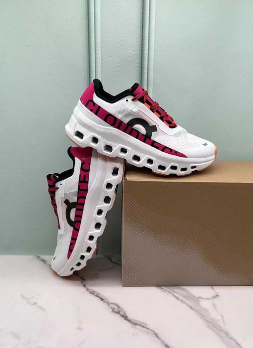Buty do biegania On Cloudmonster dla kobiet, białe i czerwone r.39