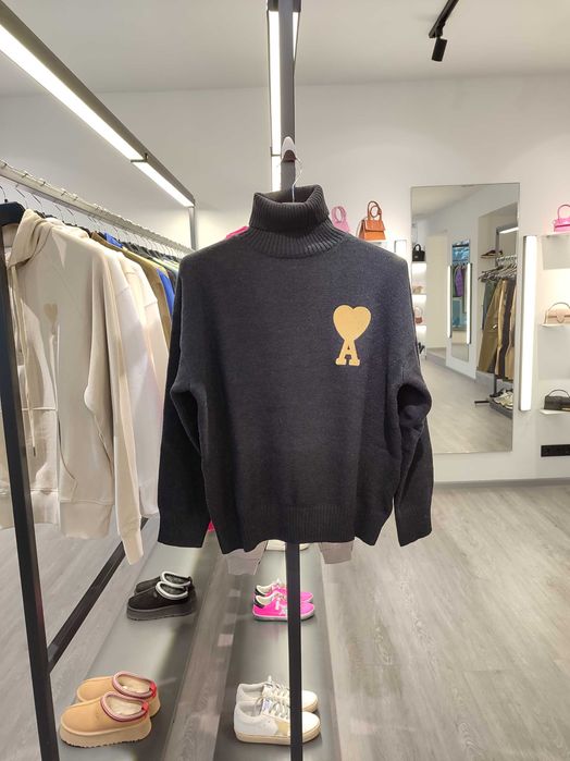 Светр AMI Paris Ami de Coeur Lurex Funnel Neck Sweater Black