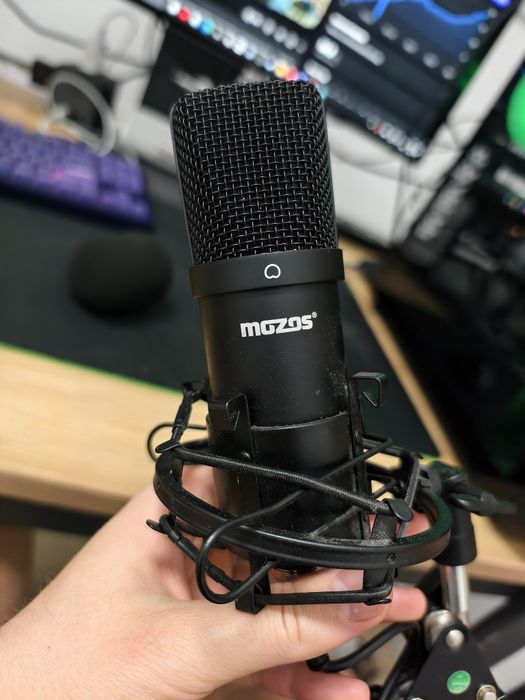 Mikrofon pojemnościowy Mozos MKIT + kosz antywibracyjny i ramię - Sprawny!