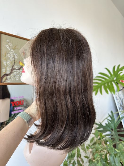 Peruka wlos ludzki czekoladowy braz mikroskora super jakosc