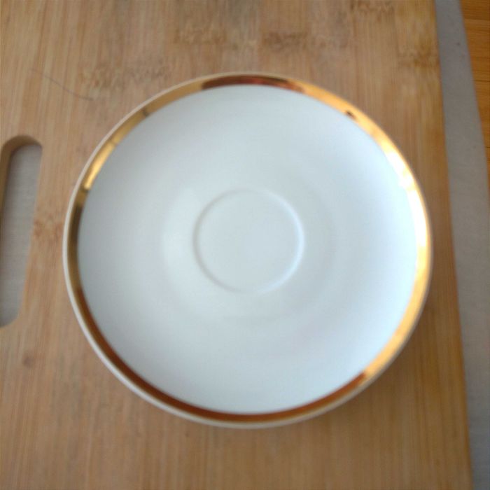 2 x talerzyk spodek Biała porcelana złoty pasek Bohemia Czechoslovakia