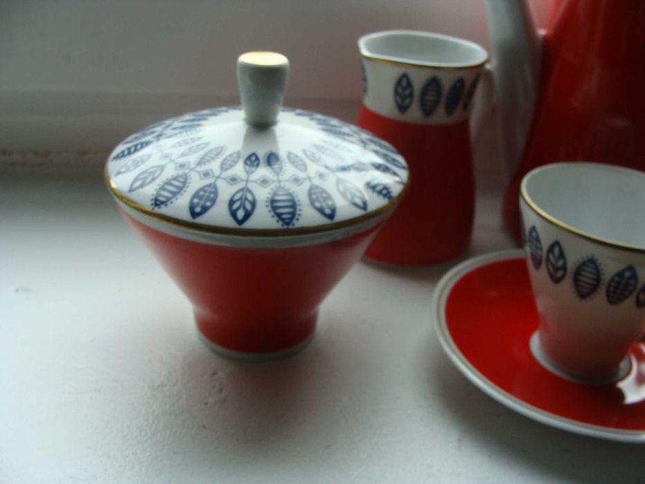 Serwis kawowy Freiberger Porcelain Mocca z lat 70. NRD