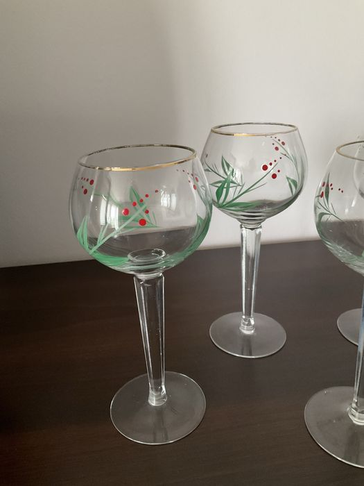 Kieliszki ręcznie malowane polski wyrob vintage