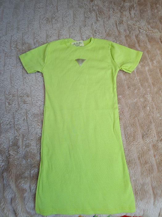 Sukienka tuba nowa Lalola 128/134 limonka prążek