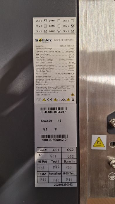 Inversor Solar SOFAR SOLAR 3.3KTL-X – Trifásico, Excelente Estado