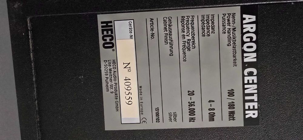 Głośnik centralny Heco Argon Center 180 Watt