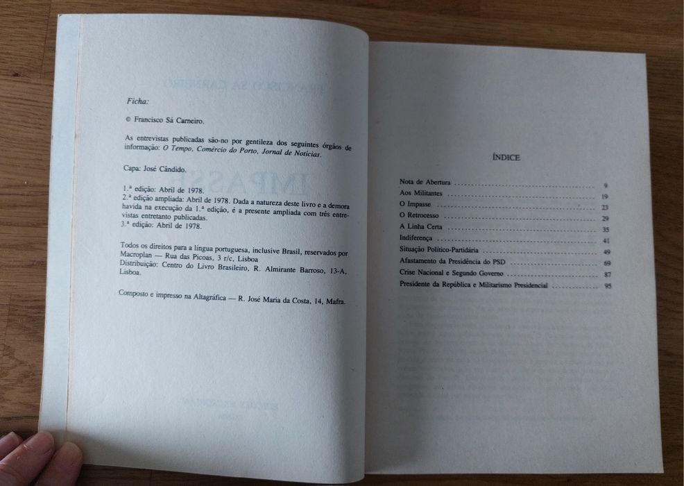 Livro de Francisco Sá Carneiro - Impasse