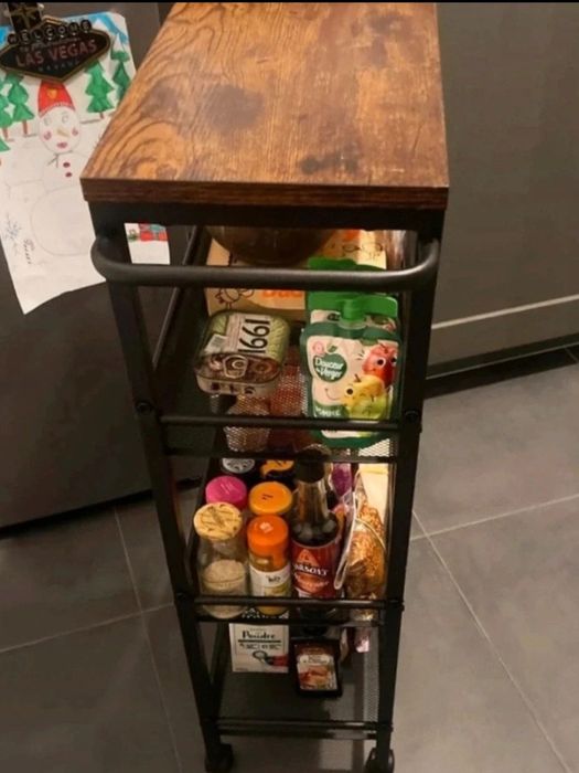 Wózek Kuchenny Barowy Mobilny Regał Loft Metalowy z Blatem Stolik pomo