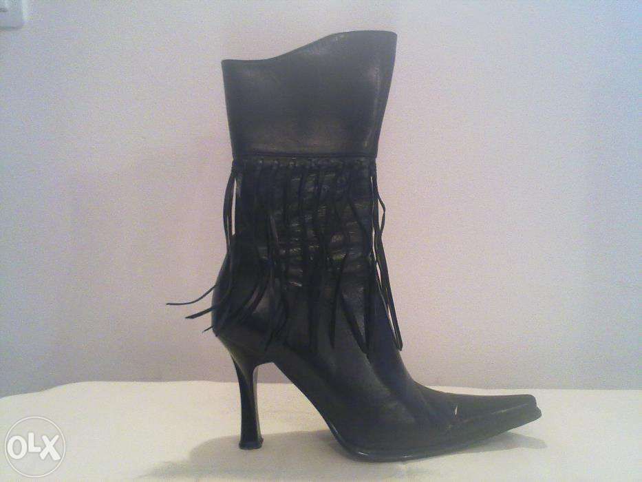 Полусапожки чёрные кожаные р. 37