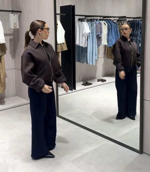 Zara kurtka bomberka s 36 brązowa czekoladowa