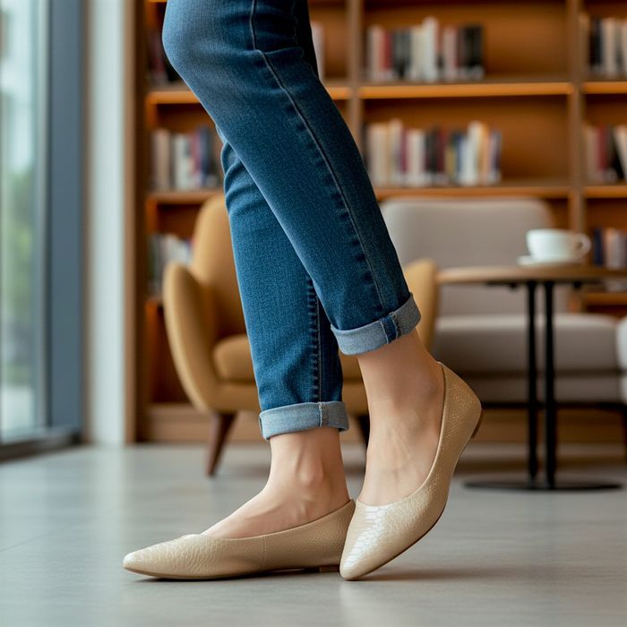 Baleriny damskie płaski obcas casualowe beżowe balerinki 6489 rozm. 41