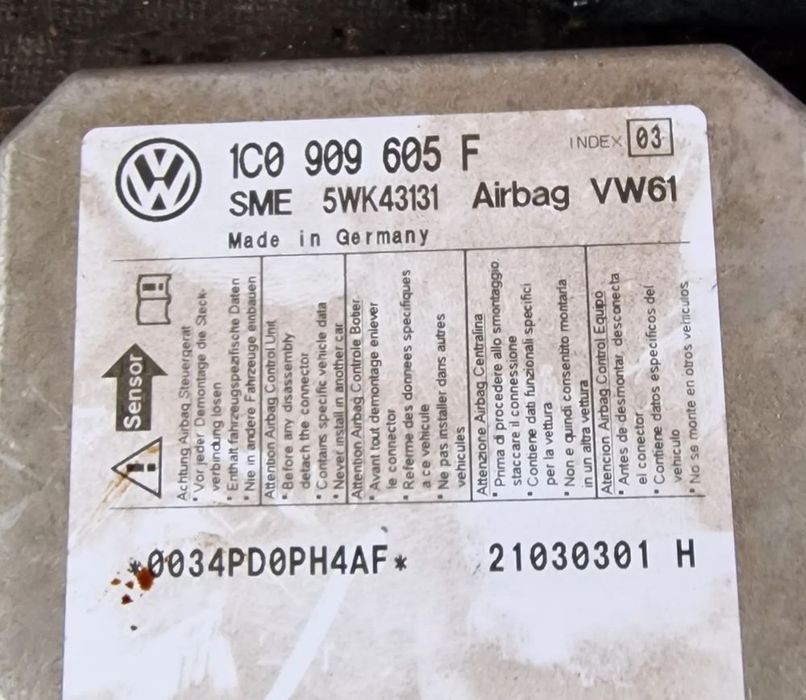 moduł sensor poduszek airbag + czujniki 6q0909606 vw sharan lift 2.8 v