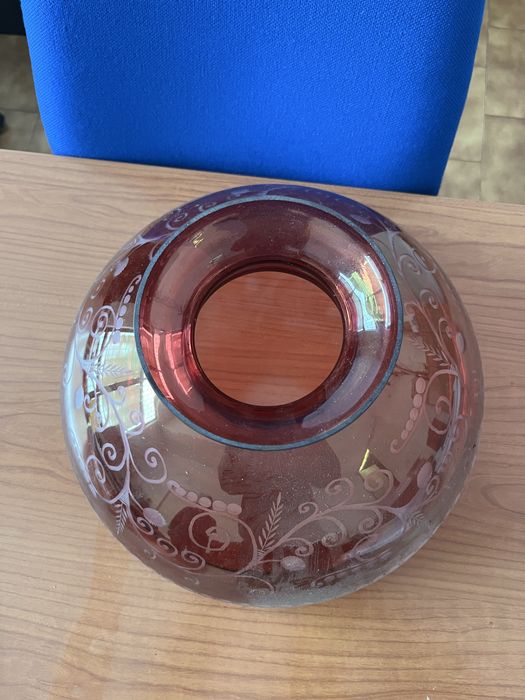 Abajur de candeeiro em vidro lapidado