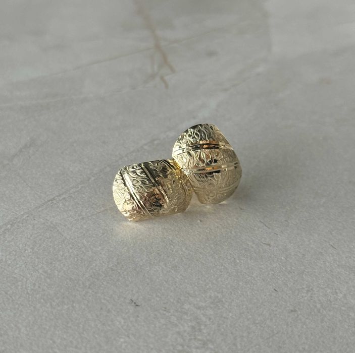 Złote kolczyki Angielskie zapięcie 14K pr. 585 Grawerowane DUŻE