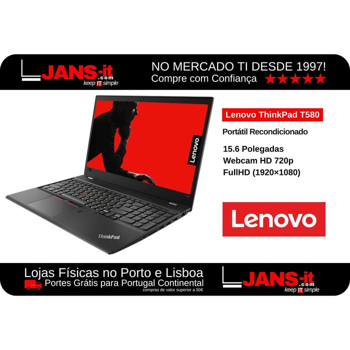 Lenovo ThinkPad T580 | i5-8350u | 8GB | SSD 256GB | 15.6″ FHD | Touchscreen
