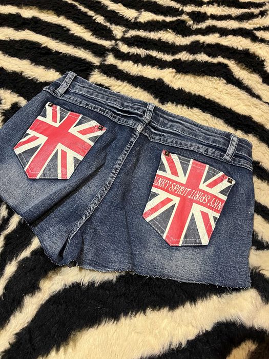 Женские Джинсовые Мини Шорты с Флагом Британии British Flag Denim Mini Shorts