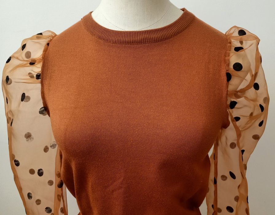 Camisola camel com mangas transparentes Golden Days