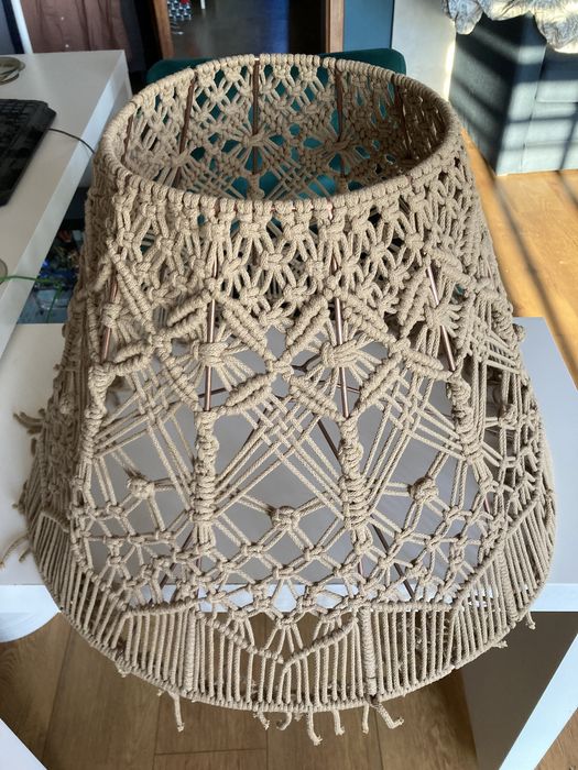 Abażur pleciony boho duży handmade sznurkowy