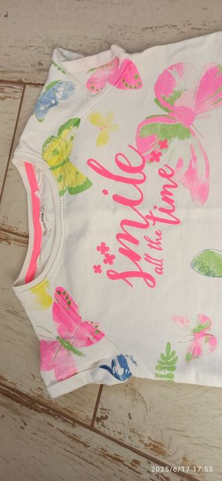 Biały T-Shirt w motyle dresowy Cool Club 134 bdb