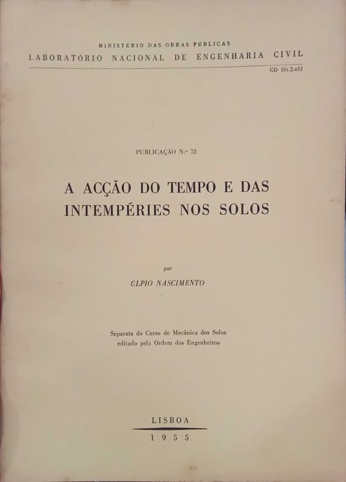 A Acção do tempo e das Intempéries nos Solos - Úlpio Nascimento
