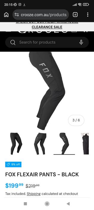 Fox Flexair pants man size 30