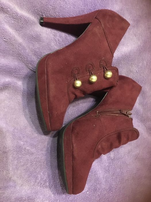 Graceland botki szpilki bordowe 40