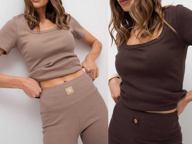 Project runway lemonada bluzka prążek beżowa z logowaniem