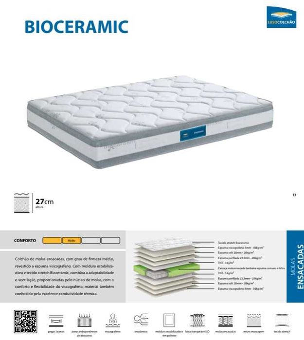 Lusocolchão BIOCERAMIC 190x90 NOVO molas ensacadas