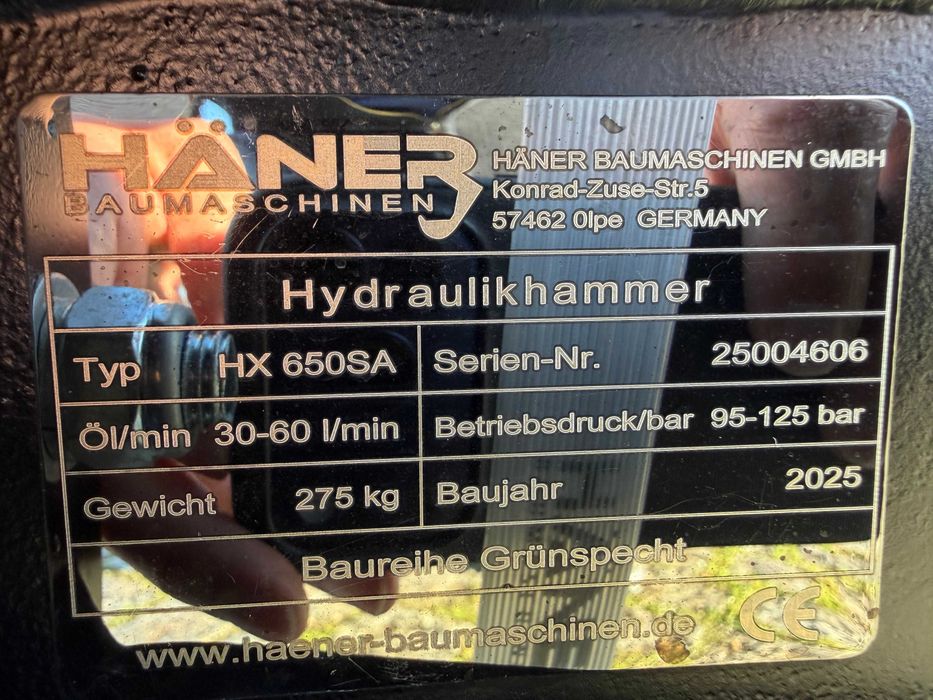 Häner HX 650SA 257 kg 3.5–5 t Martelo Hidráulico