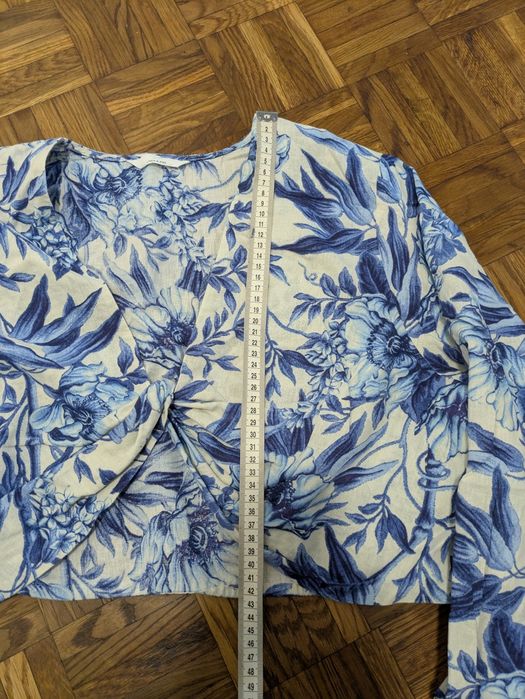 Bluzka z długim rękawem len H&M L damska