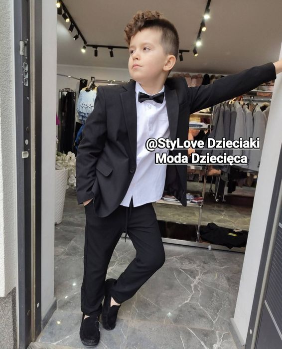 Garnitur dla chłopca czarny 116-170 marynarka plus spodnie