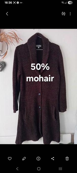 Brązowy kardigan z moherem