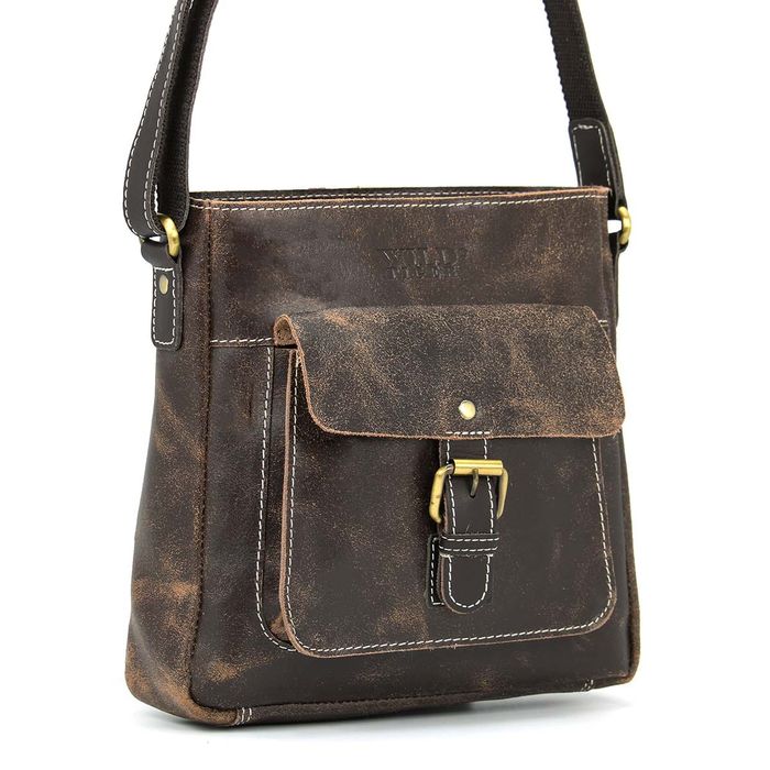 skórzana torba męska listonoszka wild tiger  - brązowa