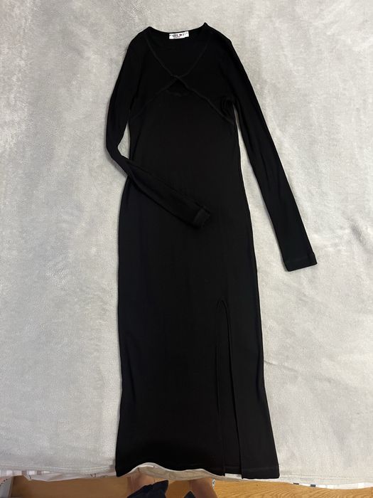 Сукня міді в рубчик