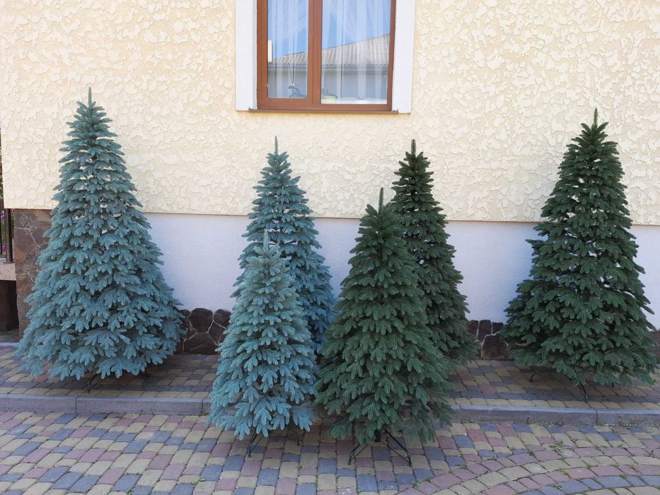Ялинка лита штучна швейцарська зелена голуба ёлка литая искуственная